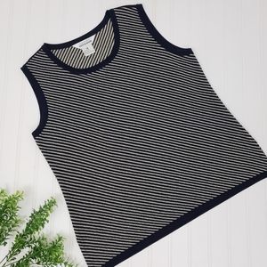 Misook Blouse Navy Gold Stripe Tank Top size Medium Career Wear Business